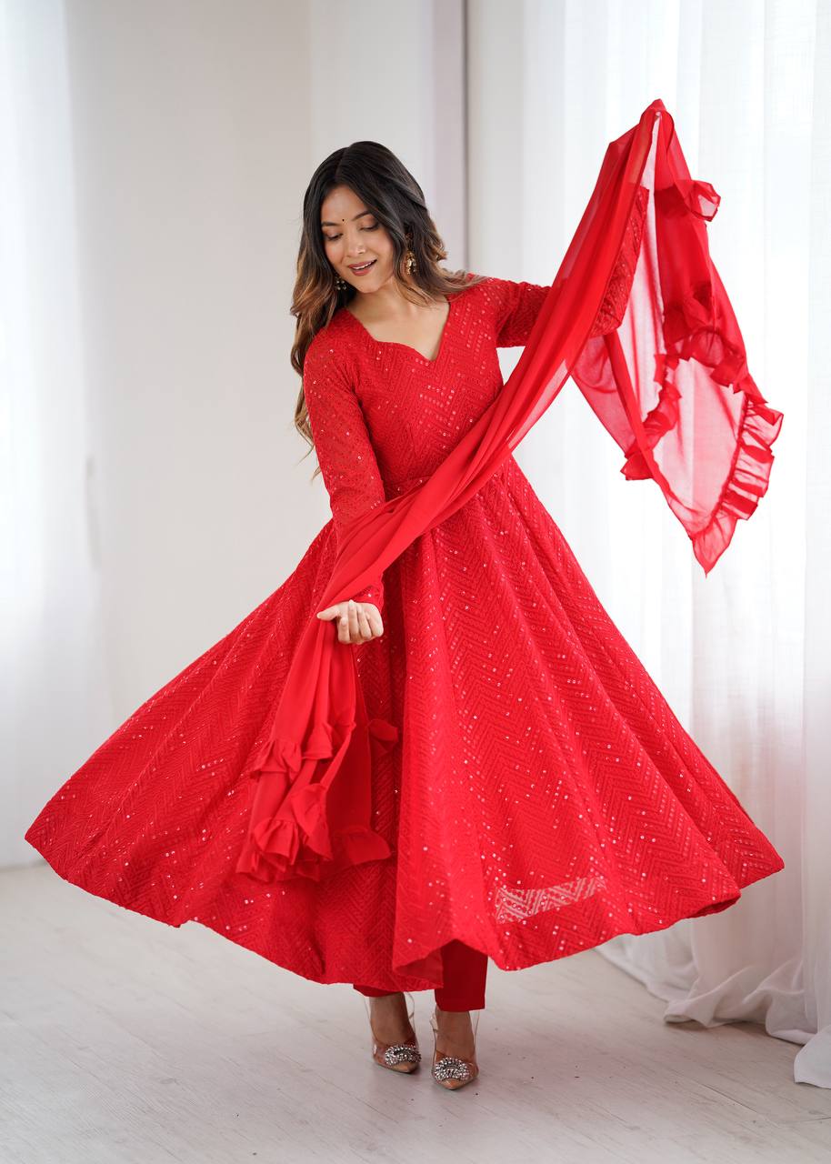 ✨ Elegant Lucknowi Anarkali Set ✨